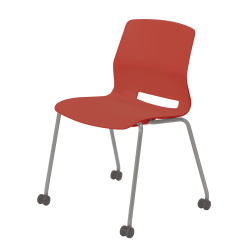 KFI Studios Imme Stack Chair With Caster Base, Coral/Silver