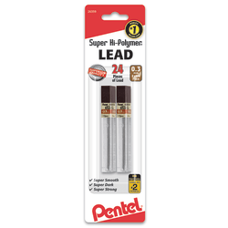 Pentel® Super Hi-Polymer® Leads, 0.3 mm, HB, 24 Leads Per Tube