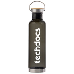 Custom Spirit Plastic Promotional Water Bottle With Metal Base And Bamboo Lid, 27 Oz