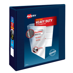 Avery® Heavy-Duty View 3 Ring Binder, 3" One Touch EZD® Rings, Navy Blue, 1 Binder