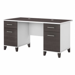 Bush Business Furniture Somerset 60"W Office Computer Desk With Drawers, Storm Gray/White, Standard Delivery