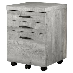 Monarch Specialties 17-3/4"D Vertical 3-Drawer File Cabinet, Gray Wood Grain
