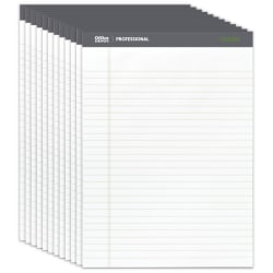 Office Depot® Brand Sugar Cane Paper Perforated Pads, 8 1/2" x 11 3/4", 50 Sheets, White, Pack Of 12 Pads
