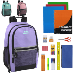 Trailmaker Backpacks With 30-Piece School Supply Set, Assorted Colors, Set Of 12 Backpacks