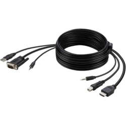 Belkin VGA to HDMI SKVM Combo Cable - 10 ft KVM Cable for Keyboard/Mouse, KVM Switch - First End: 1 x 15-pin HD-15 Male VGA, First End: 1 x 4-pin Type A Male USB, - Black
