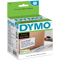 DYMO® White LabelWriter® Shipping Labels, 30256, 2 5/16" x 4",Roll Of 300