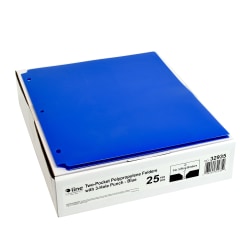 C-Line 2-Pocket 3-Hole Punch Poly Folders, Letter Size, Blue, Pack Of 25 Folders