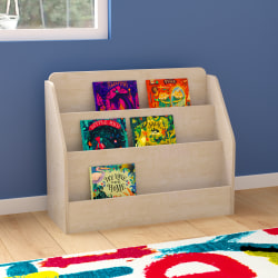 Flash Furniture Bright Beginnings Commercial Modular Wooden Classroom Book Display Shelf, 25-3/4"H x 31-1/2"W x 11-3/4"D, Beech