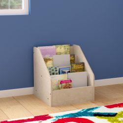 Flash Furniture Bright Beginnings Commercial-Grade Modular Wooden Classroom Book Display Shelf, 19"H x 17-1/4"W x 17-1/4"D, Beech