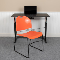 Flash Furniture HERCULES Series Ultra-Compact Stack Chairs, Orange, Set Of 5 Chairs