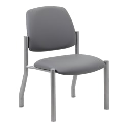 Boss Office Products Vinyl Mid-Back Armless Guest Chair, Gray