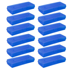 Storex Single Mini Pencil Storage Cases, 1-1/4"H x 7-1/4"W x 3-1/4"D, Assorted Colors, Pack Of 12 Cases
