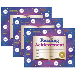 Hayes Publishing Reading Achievement Certificates and Reward Seals, 8.5" x 11", 30 Certificates Per Pack, Set Of 3 Packs