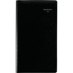 AT-A-GLANCE Designer Cover 2023 RY Weekly Planner, Black, Pocket, 3 1/4" x 5 3/4"