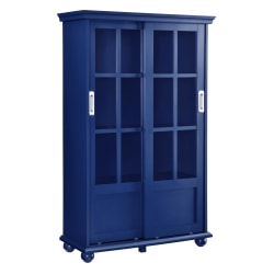 Ameriwood™ Home Aaron Lane 51"H 4-Shelf Bookcase With Sliding Glass Doors, Blue