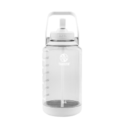 Takeya Motivational Tritan Straw Water Bottle, 64 Oz, White