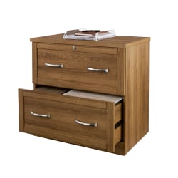 Realspace® Premium 30"W Lateral 2-Drawer File Cabinet, Golden Oak