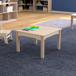 Flash Furniture Bright Beginnings Commercial Grade Wooden Square Preschool Classroom Activity Table, 14-1/2"H x 23-1/2"W x 23-1/2"D, Beech