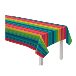 Amscan Serape Stripe Flannel-Backed Vinyl Tablecloth, 52" x 90", Multicolor