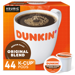Dunkin' Single-Serve Coffee K-Cup®, Original Blend, Carton Of 44