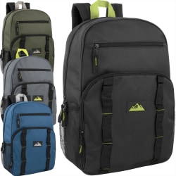 Trailmaker Mesh Side Pocket Backpacks, Black/Blue/Gray/Green, Total Qty 24