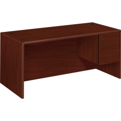 HON® 10700 Series™ Laminate Single-Pedestal Desk, Pedestal On Right, Mahogany