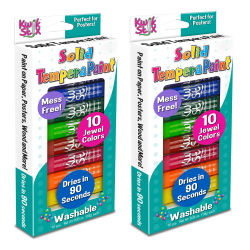 The Pencil Grip Kwik Stix Solid Tempera Paint Sticks, 10 mL, Jewel, Pack Of 10 Sticks, Set Of 2 Packs