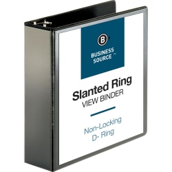 Business Source Basic View 3-Ring Binder, 3" D-Rings, Black
