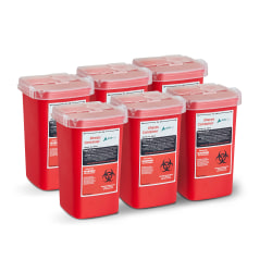 Alpine AdirMed Sharps & Needle Disposal Containers, 1-Quart, Red, Pack Of 6 Containers