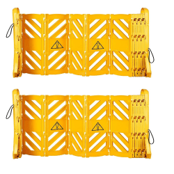 Alpine Industries Expandable Portable Fence Barrier Safety Barricades, 13', Yellow, Pack Of 2 Barricades