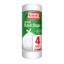 Heavy Kitchen Trash Bags, 4 Gallons, White, Total Qty 24