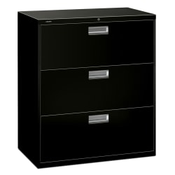 HON® Brigade® 600 18"D Lateral 3-Drawer File Cabinet, Black