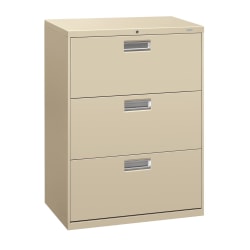 HON® Brigade® 600 36"W x 18"D Lateral 3-Drawer File Cabinet, Putty