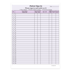 HIPAA Compliant Patient/Visitor Privacy 2-Part Sign-In Sheets, 8-1/2" x 11", Purple, Pack Of 125 Sheets