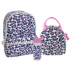 Office Depot® Brand School Backpack and Lunch Box Set With Water Bottle, Multicolor Animal Print