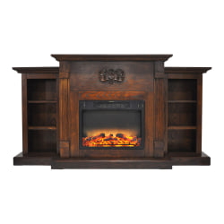 Cambridge® Sanoma Electric Fireplace With Built-In Bookshelves And Enhanced Log Display, Walnut