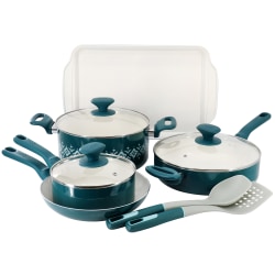 Spice By Tia Mowry 10-Piece Aluminum Ceramic Nonstick Cookware Set, Teal, 995121484M