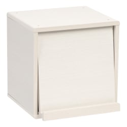 IRIS Wood 14"H 2-Cube Storage With Pocket Door, White Pine