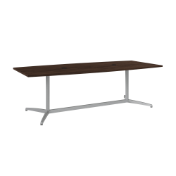 Bush Business Furniture 96"W x 42"D Boat Shaped Conference Table With Metal Base, Black Walnut, Standard Delivery