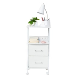 Dormify Sunny Charging 2-Drawer Cart on Wheels, White