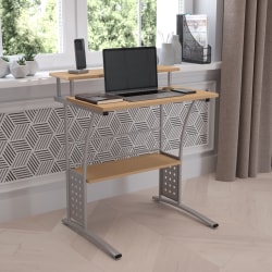 Flash Furniture 28"W Computer Desk With Storage Shelves, Maple