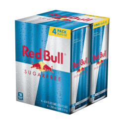 Red Bull Sugarfree Energy Drink, 8.4 Oz, Pack Of 4 Cans