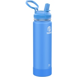 Takeya Actives Insulated Water Bottle With Straw Lid, 22 Oz, Cobalt