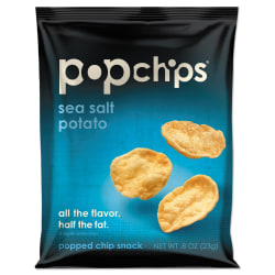 popchips® Potato Chips, Sea Salt Flavor, 0.8 Oz Bag, Carton Of 24 Bags