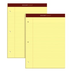 TOPS™ Double Docket™ Writing Pads, 8 1/2" x 11", Narrow Ruled, 100 Sheets, Canary, Pack Of 2 Pads