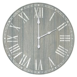 Elegant Designs Wood Plank Rustic Coastal Wall Clock, 23", Dark Gray Wash