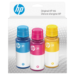 HP 31 Cyan; Magenta; Yellow Assorted Colors High-Yield Original Ink Bottles, Pack Of 3 Bottles