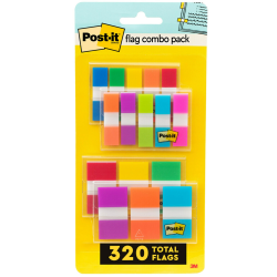 Post-it® Flag Multipack, 1/2" And 1", Assorted Colors, Pack Of 320