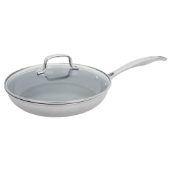 Henckels Clad H3 Stainless Steel Ceramic Nonstick Fry Pan With Lid, 10", Silver