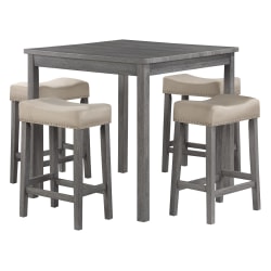 Office Star Celina 5PC Counter Height Dining Set, 36"H x 36"W x 36"D, Antique Gray/Light Gray